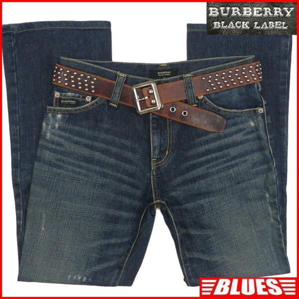 即決★BURBERRY BLACK LABE★W30位 ジーンズ デニム 廃盤 バーバリーブラックレーベル 73 ブーツカット フラップポケット ナイト刺繍