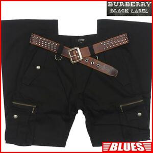 即決★BURBERRY BLACK LABE★W29位 カーゴパンツ 廃盤 バーバリーブラックレーベル メンズ 73 黒 ノバチェック 三陽商会 ナイト刺繍