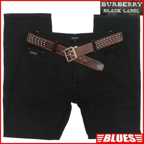 即決★BURBERRY BLACK LABE★W31位 パンツ 廃盤 バーバリーブラックレーベル 黒 ノバチェック シャドーチェック フラップポケット 刺繍