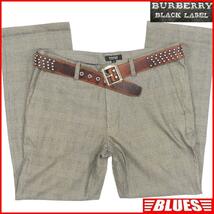 即決★BURBERRY BLACK LABE★W33位 チェックパンツ 廃盤 バーバリーブラックレーベル メンズ 82 グレー 千鳥格子 ナイト刺繍_画像1