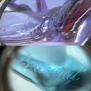 ①☆Baccarat バカラ リング 指輪 クリスタル ガラス #9 GALET ガレ ペールバイオレット ライトブルー パルム(光で色変) 箱の画像7