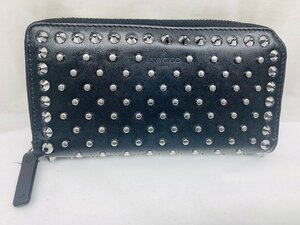 JIMMY CHOO　ジミーチュウ　レザースタッズ　ラウンドファスナー 長財布