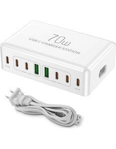 USB 充電器 合計70W 8ポート　Type-C急速充電　ACアダプター 急速充電