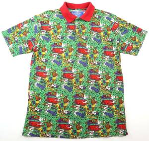  Italy made *CASTELBAJAC Castelbajac total pattern print polo-shirt with short sleeves /M about 