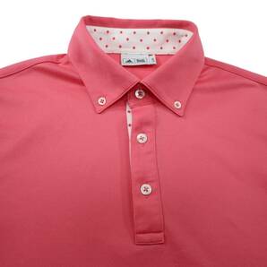 美品★adidas golf アディダス・ゴルフ レイヤード調 ボタンダウン半袖ドライポロシャツ/ピンク/Lサイズの画像4