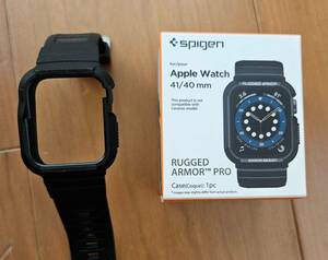 送料無料！【中古品】Spigen★Apple Watch バンド 一体型 ケース 【Series 5/ Series 4 40mm 対応】 落下 衝撃 ラギッド・アーマー プロ