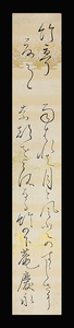 <C193416>[ genuine work ] pine flat ..( pine flat spring .) autograph Waka tanzaku | curtain end. large name Echizen Fukui ..