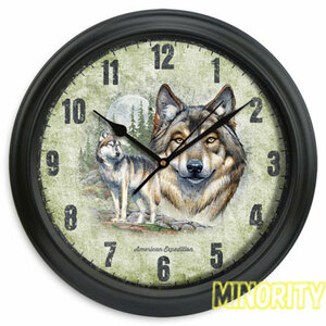 Gray Wolf ポートレート壁掛け時計-M / 狼 / ウルフ / WOLF / オオカミ / おおかみ