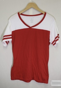 【送料無料】boxercraft VネックTシャツ メンズ レッド×ホワイト 切り替えデザイン ボクサークラフト 赤×白 コットン 半袖