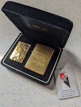 ZIPPO ジッポー オイルライター COLUMBUS コロンブス 500周年記念 QUINCENTENNIAL 限定2000個 金色 シリアル入り 1991年製 着火未確認_画像1