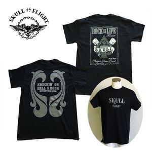 Sサイズ No.2 SKULL FLIGHT/スカルフライト/グラフィックプリント半袖Tシャツ/サイドジップ/フロントロゴ/SIDE ZIP TEE/SKULL HEAD/綿100％