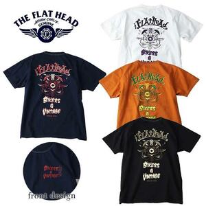 Mネイビー　THE FLAT HEAD FN-THC-037 半袖Tシャツ ホワイト ブラック ネイビー オレンジ 日本製 コットン100％