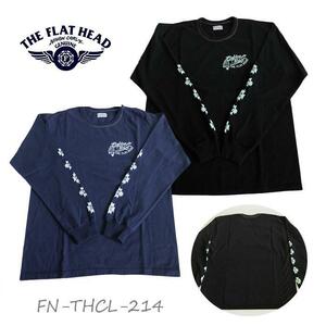 XLネイビー　【送料無料】THE FLAT HEAD/ロングスリーブ Tシャツ FN-THCL-214 ブラック ネイビー コットン100％ 日本製