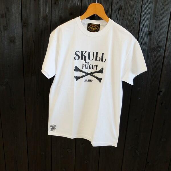 Sサイズ ホワイト SKULL FLIGHT　半袖Tシャツ CROSS BONE