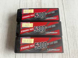 SUNPADOW 7.4V / 5300mAh / 100C ERC リポバッテリー3本セット中古品③！