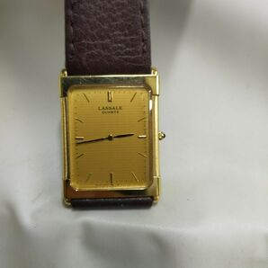 P11 SEIKO セイコー LASSALE ラサール ゴールド文字盤 腕時計 2F50-5949 スクエア 時計 base metal メンズ腕時計の画像1