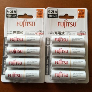 富士通 日本製 単3 ニッケル水素充電池 min.1900mAh 4本組 2パック eneloop エネループ互換 HR-3UTC(4B) 単三 FDK 未開封新品 AA