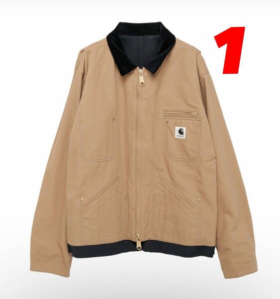 サイズ 1 Sacai Carhartt WIP Reversible Duck Jacket ベージュ サカイ カーハート ダック ジャケット スーツ コート coat cap キャップ