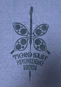 バタフライギター psychedelic Tシャツ 霜降りスカイブルー