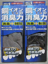 2個セット★銅イオンの消臭力 銅線入り 5本指 靴下 ソックス 消臭 制菌 紳士 メンズ 25-27cm 水虫/かゆみ/臭い予防 黒 ブラック グレー C-7_画像9