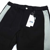 R169 新品 FILA GOLF フィラ ゴルフ ダンボールニット ストレッチ ジョガーパンツ ビッグロゴ Dカン 86 ブラック_画像3