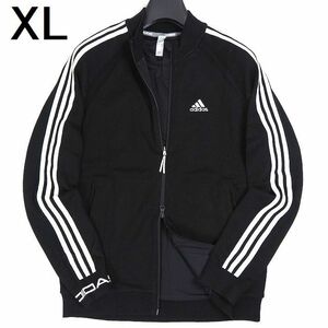 R254 新品 adidas GOLF アディダス ゴルフ 3ストライプス フルジップ ニット ジャケット ナイロン裏地付き XL ブラック