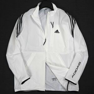 R243 新品 adidas GOLF アディダス ゴルフ 春物 ３ストライプス フルジップ ストレッチ ジャケット ウインドブレーカー XL ホワイト