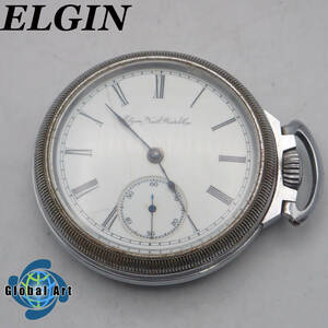 え03089/ELGIN Natl Watch Co. エルジン/手巻き/懐中時計/スモセコ/ローマン/文字盤 ホワイト