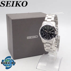 え02288【デッドストック級】SEIKO セイコー/クオーツ/メンズ腕時計/100M/クロノグラフ/スモセコ/文字盤 ブラック/7T92-0DW0/箱付