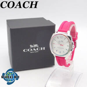 え02305【デッドストック級】COACH コーチ/クオーツ/レディース腕時計/レインボーストーンベゼル/文字盤 シルバー/CA.43.7.14.1247S/箱付