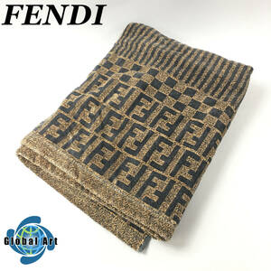 ★E02429【未使用保管品】FENDI フェンディ/バスタオル/ズッカ柄/サイズ 約150㎝×約84.5㎝/ブラウン