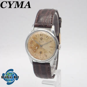 え03159/CYMA シーマ/トリプレックス/手巻き/メンズ腕時計/スモセコ/文字盤 ゴールド