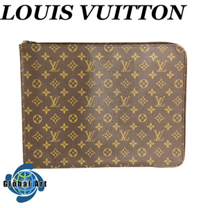 ●1D293【外装美品】Louis Vuitton ルイヴィトン/モノグラム/ポッシュドキュマン/PCケース/クラッチバッグ/ブラウン/茶