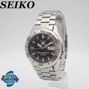 え03332/SEIKO セイコー/5スポーツ/自動巻/メンズ腕時計/23石/100M/裏スケ/文字盤 ブラック/7S36-00L0