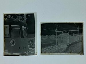 No.693●鉄道写真ネガ●京阪三条駅 大阪行急行 奈良電普通車● 1951年3月撮影●ブローニーフィルム