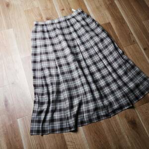  Vintage Burberry zBurberrys длинная юбка flair юбка плиссировать проверка юбка Vintage размер 15 24-0324bu02