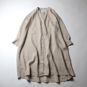 訳あり THE SHOP TK タケオキクチ 麻シャツ ワンピース BELGIAN LINEN BLEND ベルギー生地 Mサイズ 24-0305bu05