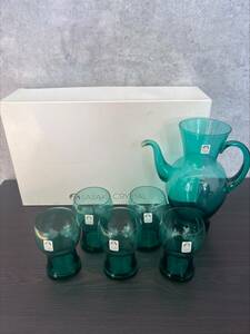 #4297 【美品】 佐々木硝子 SASAKI CRYSTAL グラス4脚 口径：約5.7㎝ 高さ：約10㎝ 水差し1脚 カラフェバリエーション