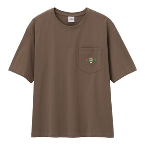 GU×ポケモン モクロー コットンビッグTシャツ Lサイズ タグ付 GU ポケモン シャツ 5分袖 ブラウン