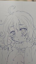 B5 同人手描きイラスト 東方 project 　多々良小傘 ラムネジェラート 寝起き顔 デカシャツ　照れ顔 セーター　　両面イラスト_画像1