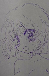 B5 同人手描きイラスト 東方 project 　幽々子 ストロベリーピンク エプロン　セーター　　両面イラスト