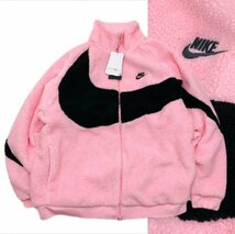 ○新品○NIKE ナイキ ビッグスウッシュ リバーシブル ボア ジャケット BQ6546-690 ピンク黒 2XL_画像1