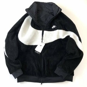 ○新品○NIKE ナイキ ビッグスウッシュ フルジップ ボア ジャケット BQ6546-011 黒白 2XL