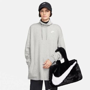 NIKE ナイキ フェイクファー トートバッグ FB3050-010 黒白 10L 26x45x10cm