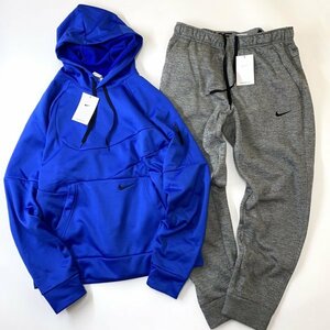 NIKE ナイキ Therma-FIT フリース フーディ& 裏起毛 テーパード パンツ セット 上下 DQ5402-480 DQ5406-063 青 灰 L