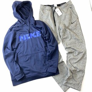 NIKE ナイキ Therma-FIT ロゴ プルオーバー パーカー & テーパード パンツ セット 上下 FB1972-451 932254-063 紺 灰 L