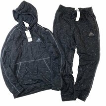 adidas アディダス M ESS MEL スウェットパーカー & パンツ セット 上下 GK8910 GK8974 黒 O_画像1