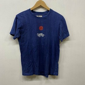 B724 OKURA オクラ 半袖 Tシャツ クルーネック 丸首 綿100 亀 和風 版画 デザイン ネイビー ブルー 青 藍 サイズ 0 聖林公司 アメカジ