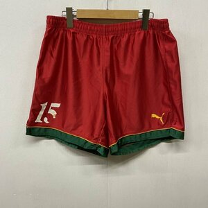 B748 PUMA プーマ ショート パンツ O スポーツ サッカー ゲームパンツ ナンバリング 15 レッド グリーン ヒットユニオン 古着 オールド