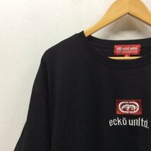 C754 ecko unltd. エコーアンリミテッド Tシャツ ブラック 4L バックプリント 刺繍 B BOY ヒップホップ オーバーサイズ ビッグ メンズ 古着_画像3